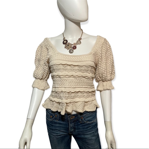 Zara Sweaters - Zara cream knit ruffled sweater